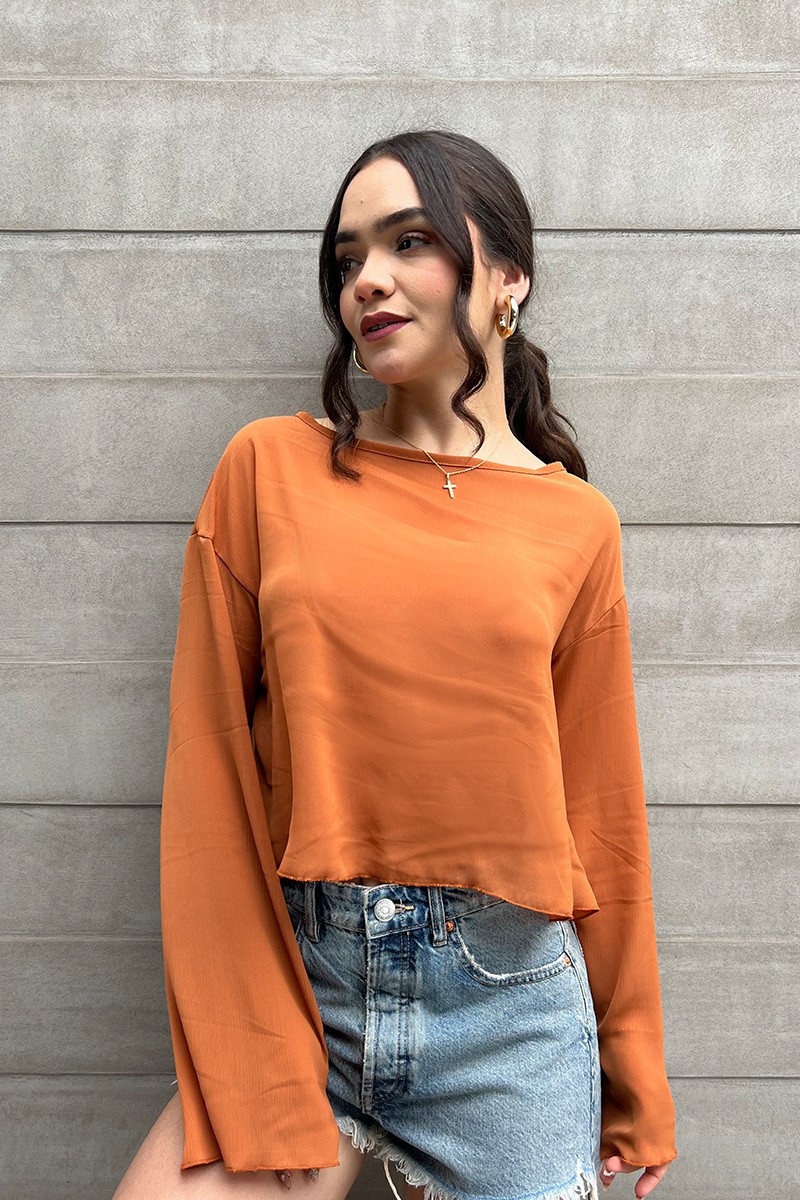 BLUSA DETALLE TIRAS NARANJA