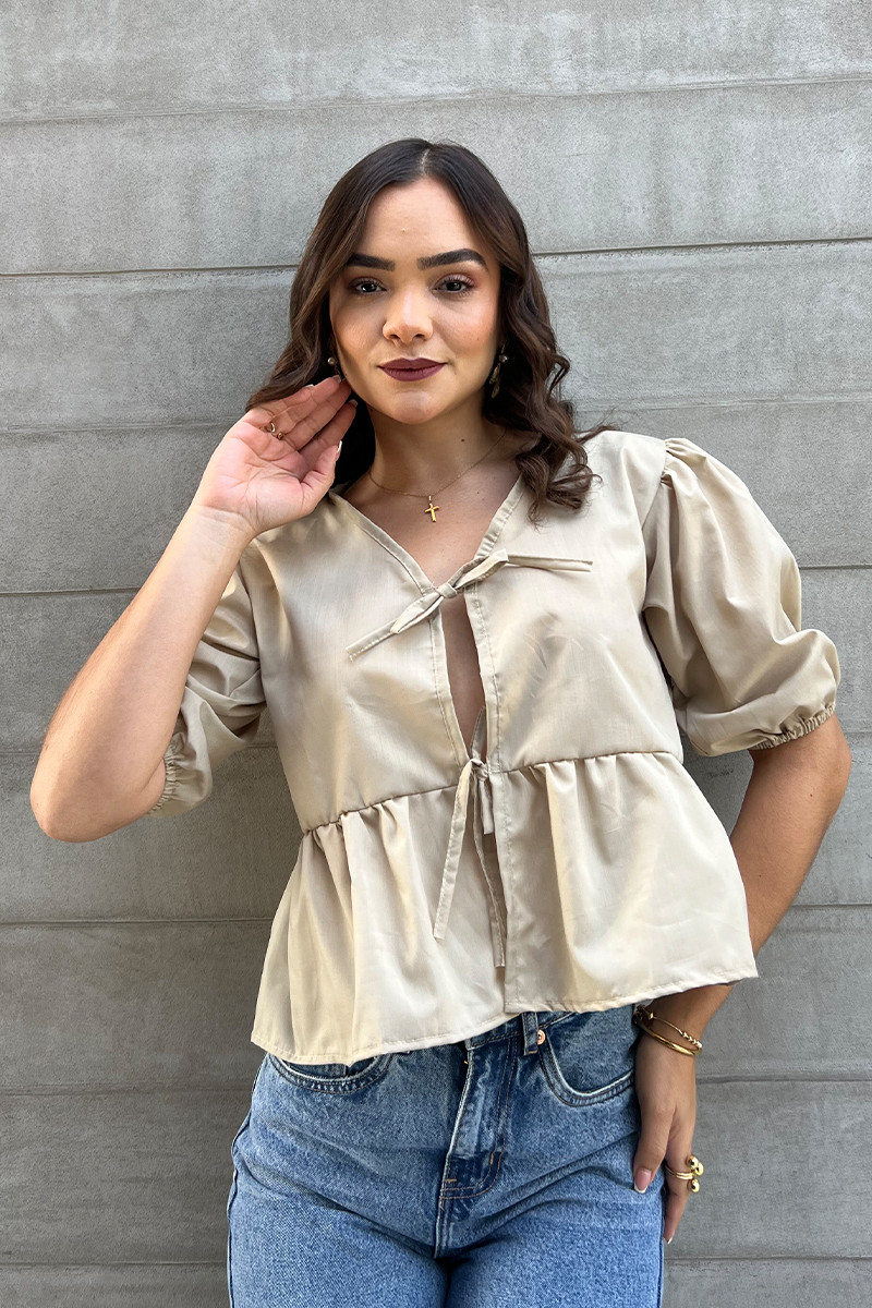 BLUSA BOBO POPELINA BEIGE
