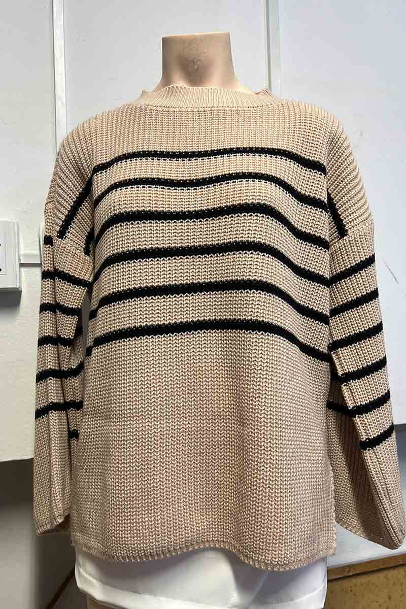 CHOMPA LINEAS BEIGE