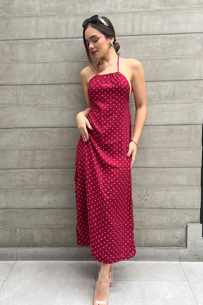 VESTIDO LUNARES VINO
