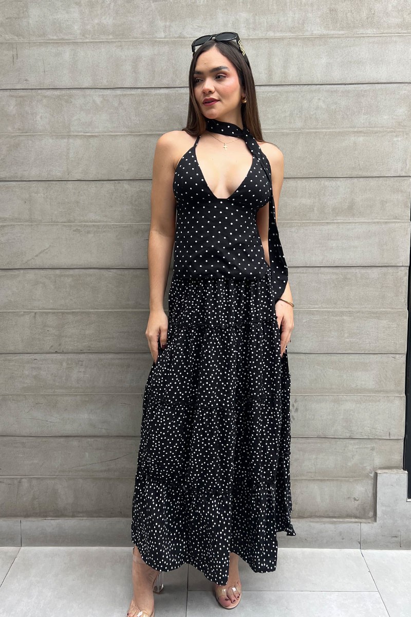 FALDA BOBOS LUNARES NEGRO