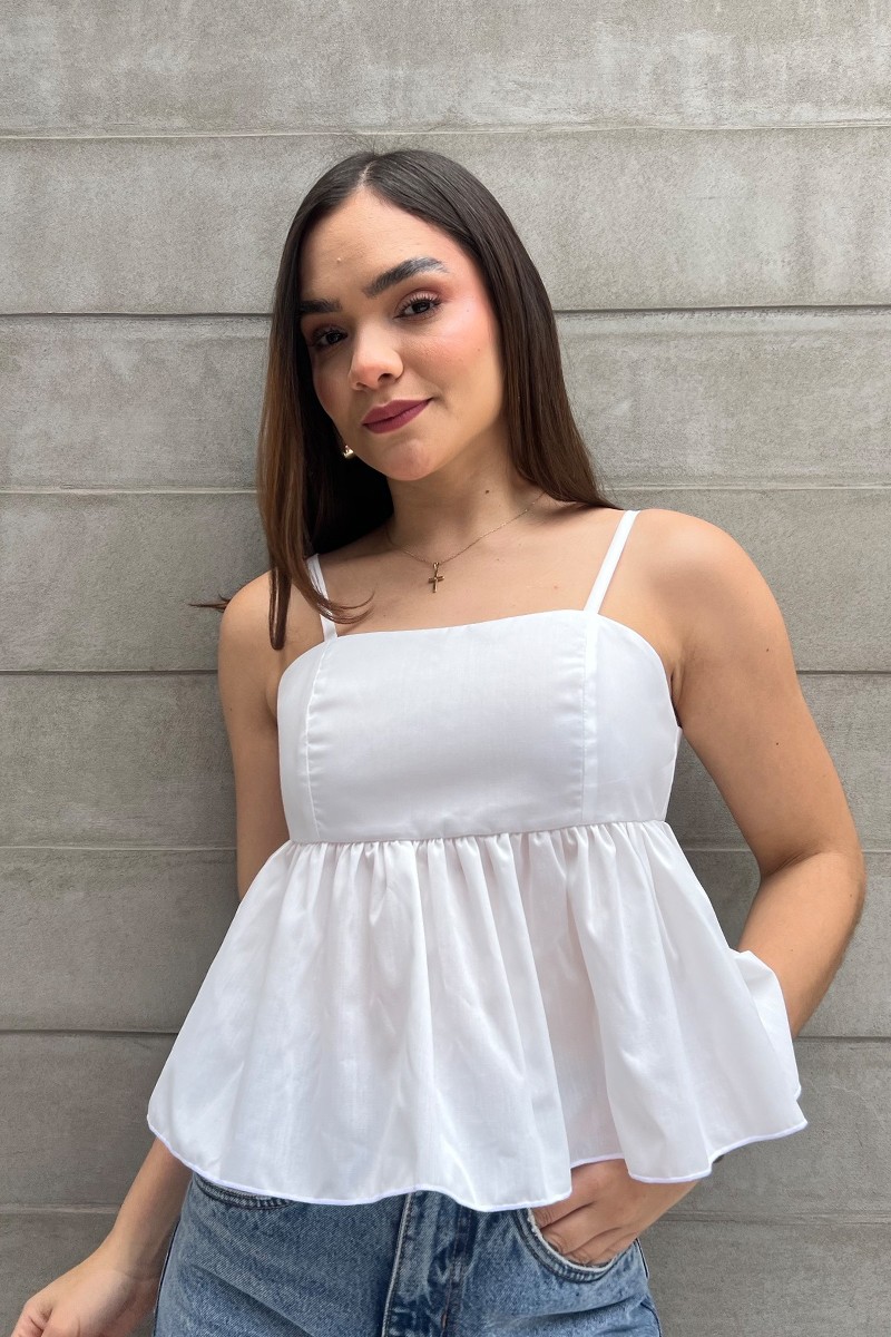 BLUSA LAZO TIRAS PERLA