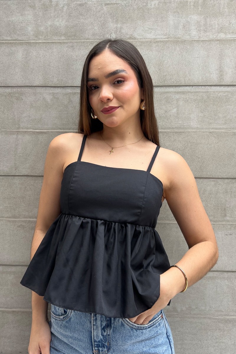 BLUSA LAZO TIRAS NEGRO