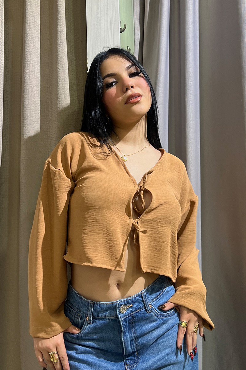 BLUSA ROMANTICA CAMEL