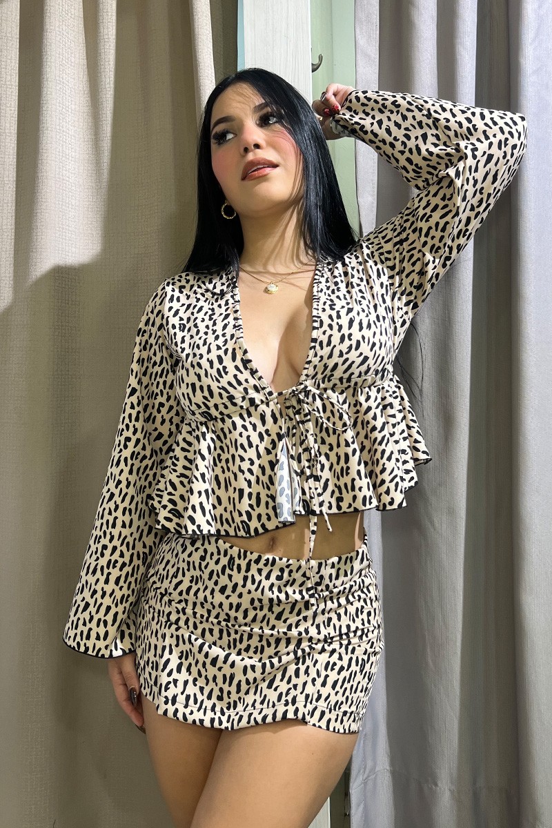 FALDA SHORT PRINT CRUDO