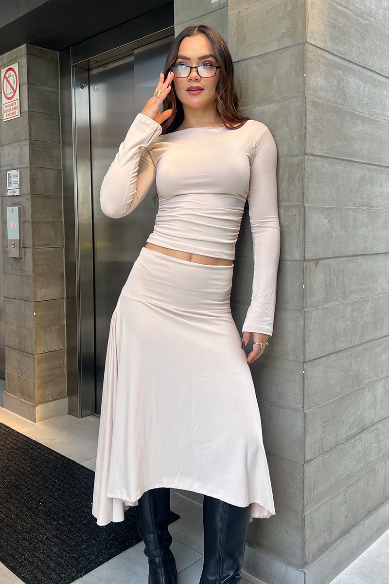 FALDA ASIMÉTRICA BEIGE